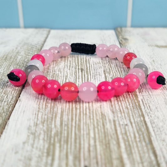 Breast Cancer Awareness Warrior Adjustable Bead Bracelet