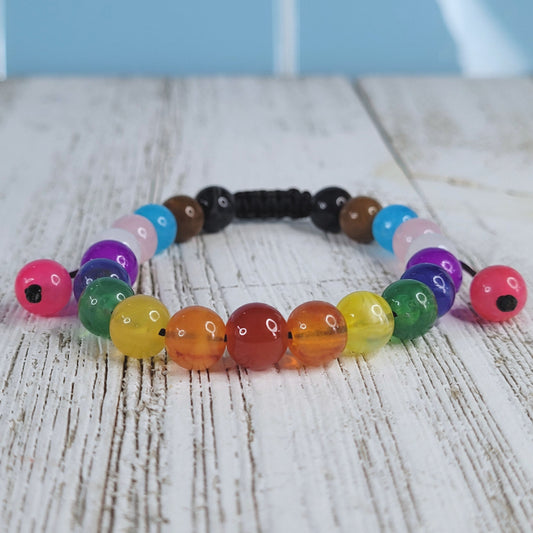 Rainbow Pride Adjustable Bead Bracelet